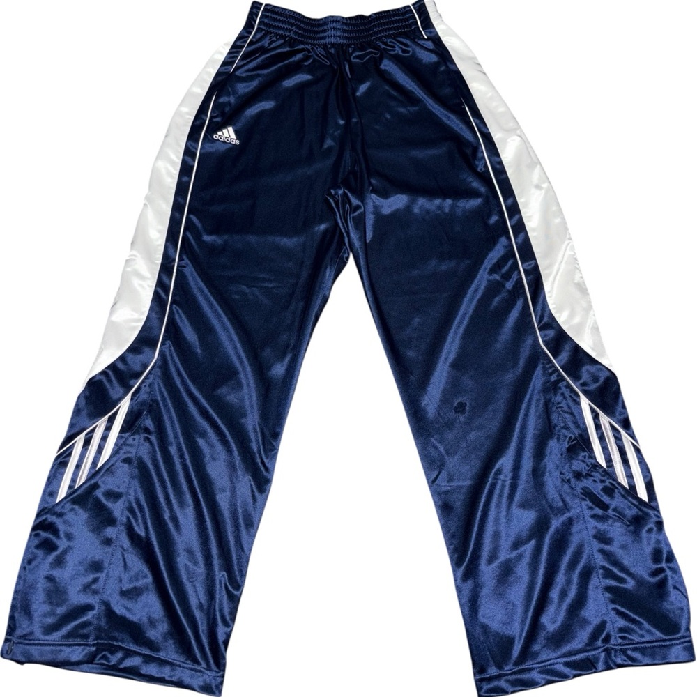 M Vintage Y2k Adidas Breakaway Baggy Sweatpants Tearaway Button snap stripe logo